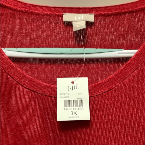 ⭐️NWT J.Jill 3X Red ❤️ (Lightweight/Medium Weight) Sweater Dress Wide Rib… - Picture 4 of 11
